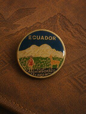Ecuador Mount Chimborazo Vintage Souvenir Travel Lapel Pin - South America Llama